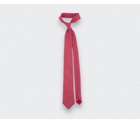 Raspberry linen tie - Handmade in France - Cinabre paris