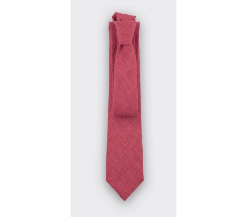 Raspberry linen tie - Handmade in France - Cinabre paris