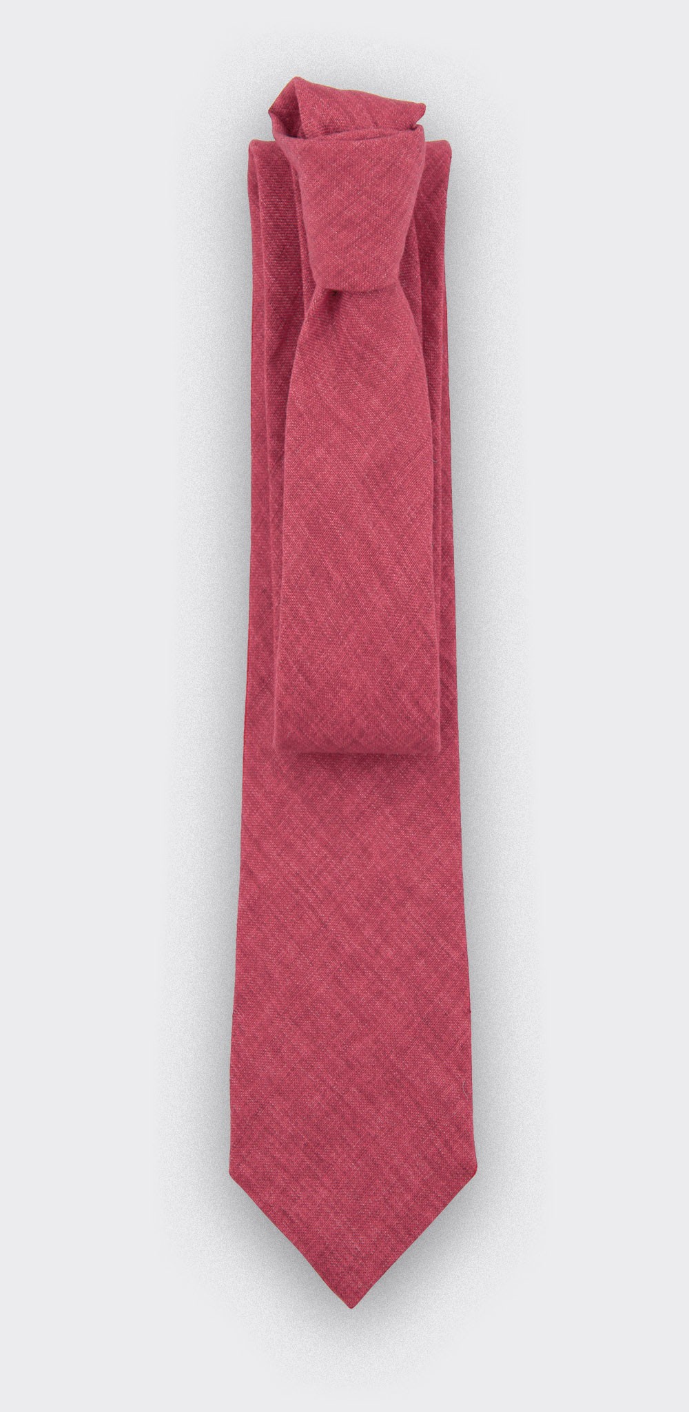 Raspberry linen tie - Handmade in France - Cinabre paris