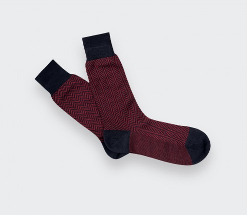 Burgundy navy blue herringbone Socks - Pantherella