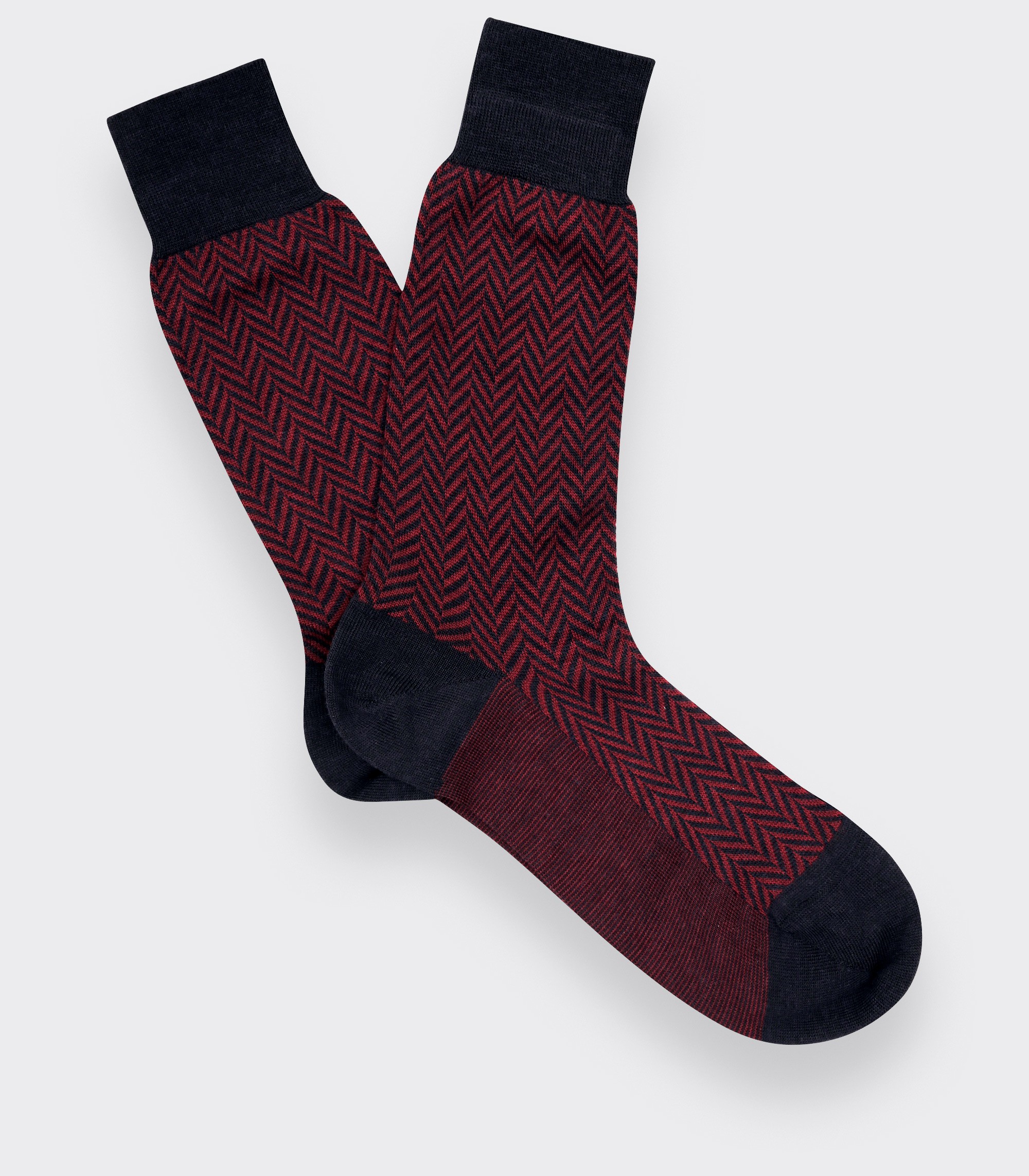 Chaussettes Chevron Bordeaux Bleu Marine - Cinabre Paris