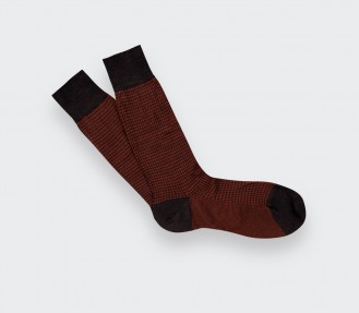 Chaussettes Pied de Poule Marron Rouille - Cinabre Paris