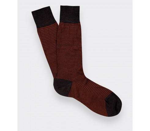 Chaussettes Pied de Poule Marron Rouille - Cinabre Paris