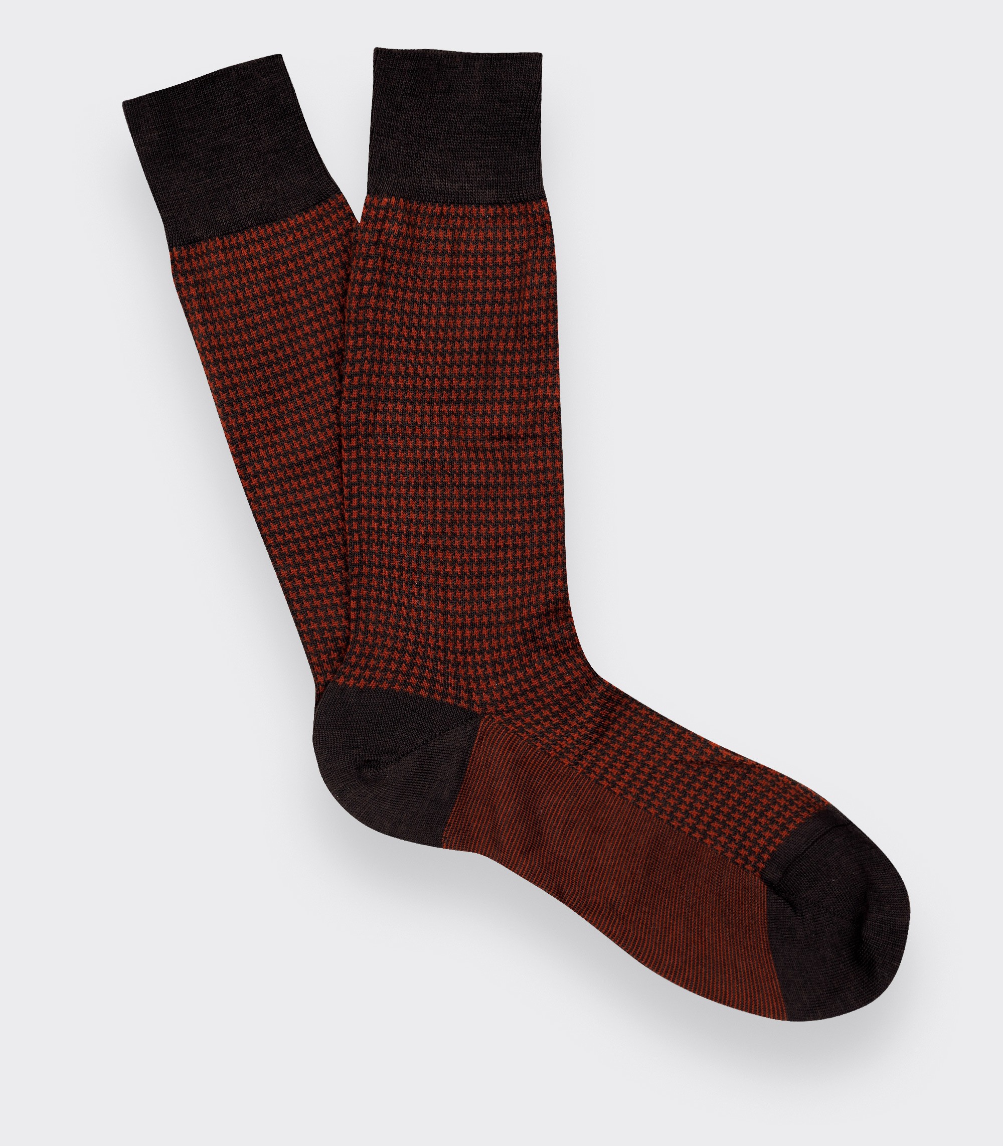 Chaussettes Pied de Poule Marron Rouille - Cinabre Paris