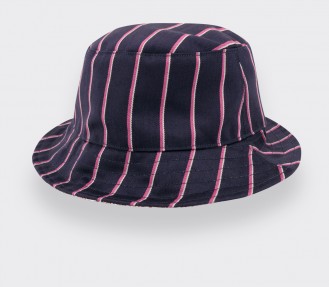 Flowery Reversible Navy blue Striped Bucket Hat - Made in France - Cinabre Paris