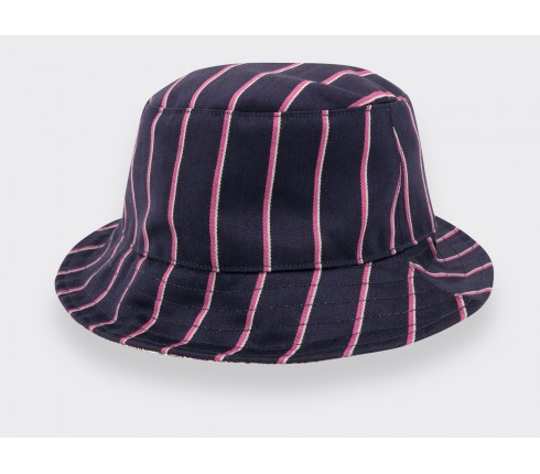 Flowery Reversible Navy blue Striped Bucket Hat - Made in France - Cinabre Paris