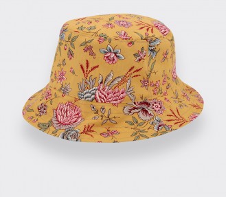 Mustard Flowery Bucket Hat - Made in France - Cinabre Paris