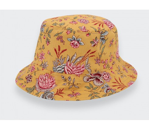 Mustard Flowery Bucket Hat - Made in France - Cinabre Paris