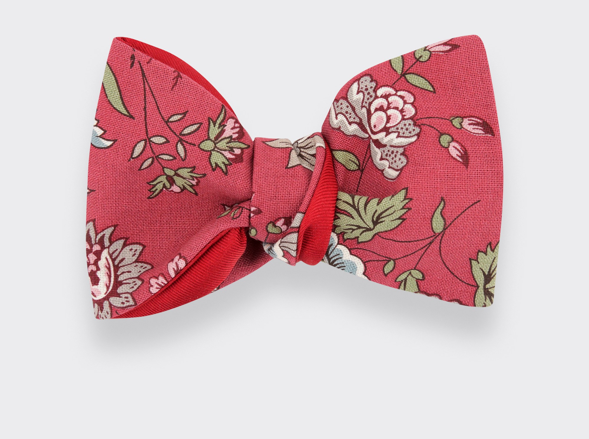 Noeud papillon fleuri framboise - Cinabre Paris