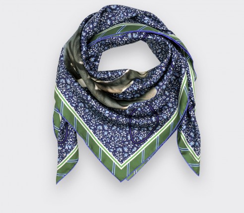 Navy Blue Silk Scarf - Spationaute