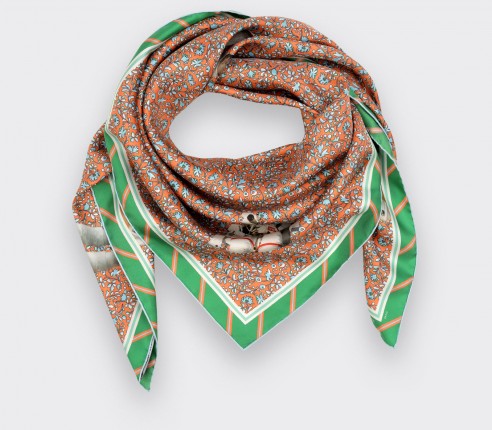 Spationaute Orange Silk Scarf - Cinabre Paris