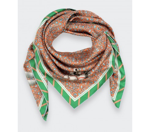 Spationaute Orange Silk Scarf - Cinabre Paris