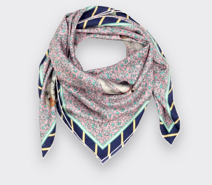 Spationaute Pink Silk Scarf - Cinabre Paris