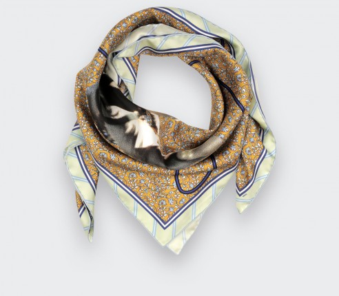 Spationaute Mustard Silk Scarf - Cinabre Paris