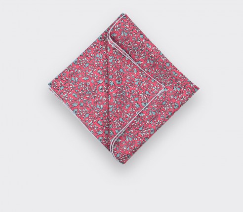 Red coral Flowery Pocket Square