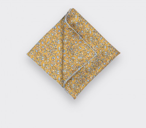 Mustard Flowery Pocket Square