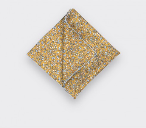 Mustard Flowery Pocket Square