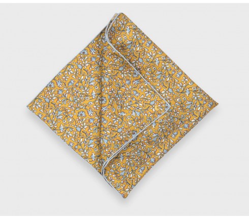 Mustard Flowery Pocket Square