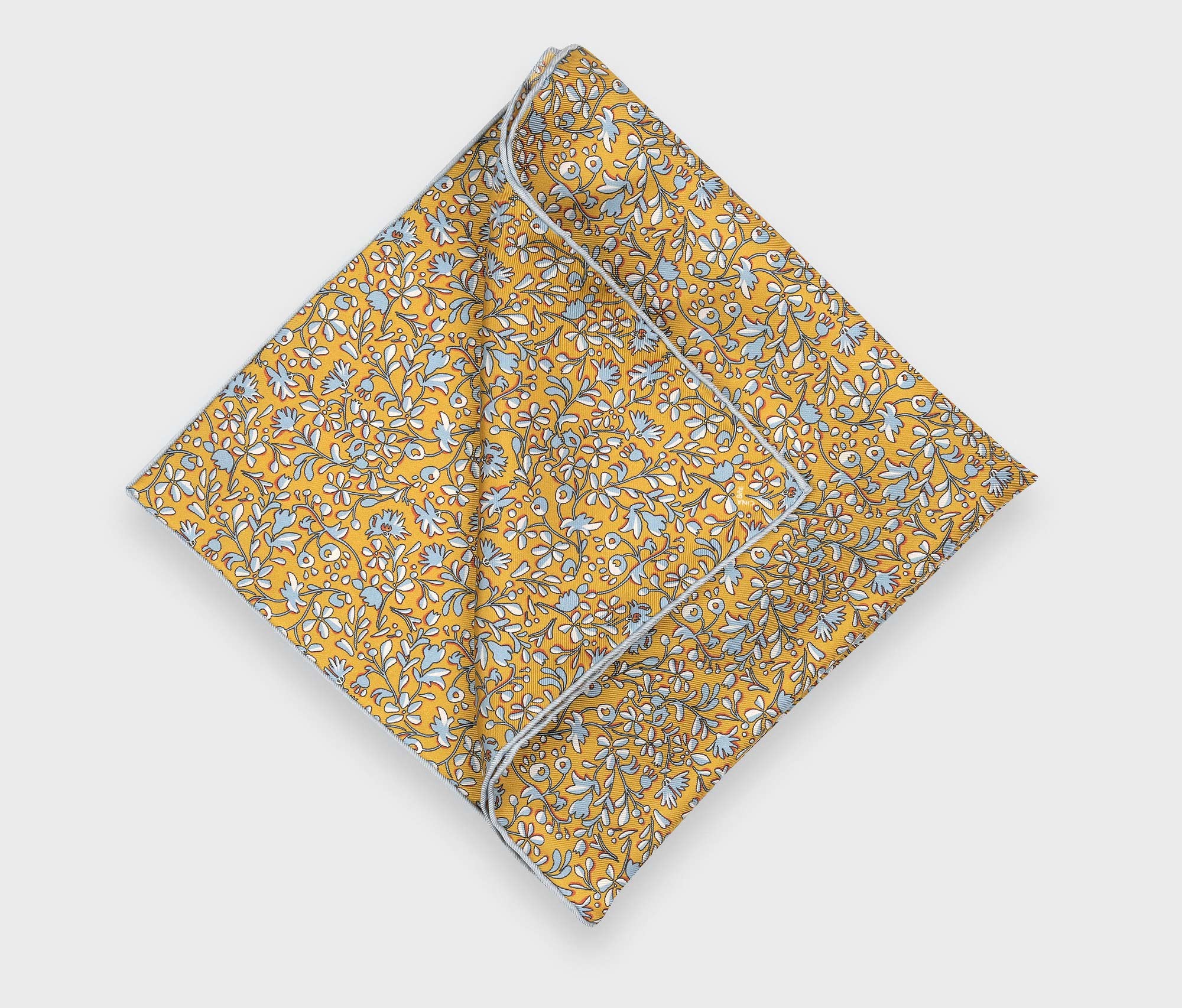 Mustard Flowery Pocket Square