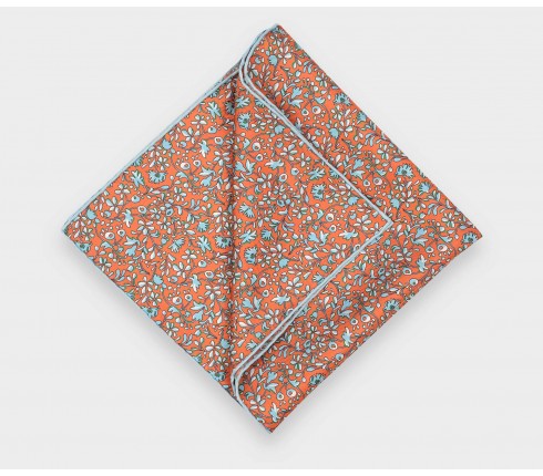 Orange Flowery Pocket Square