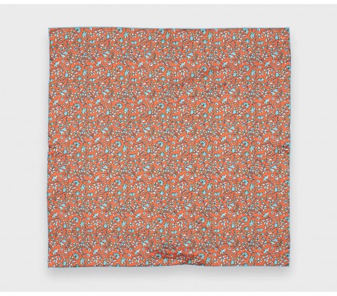 Orange Flowery Pocket Square