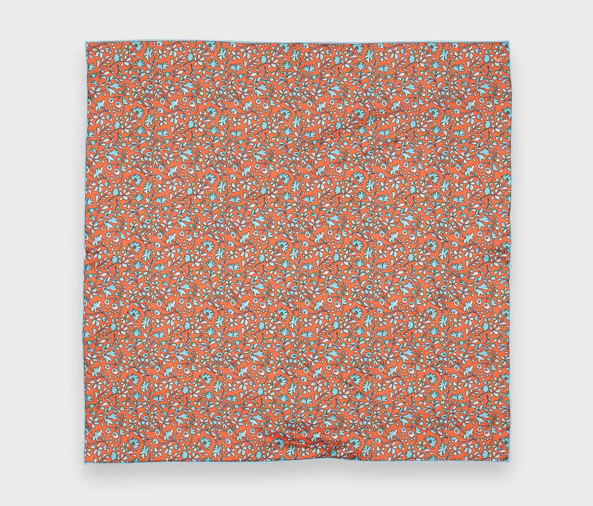 Orange Flowery Pocket Square