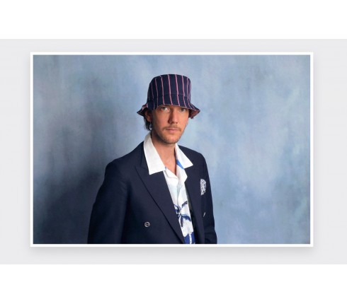 Flowery Reversible Navy blue Striped Bucket Hat - Made in France - Cinabre Paris