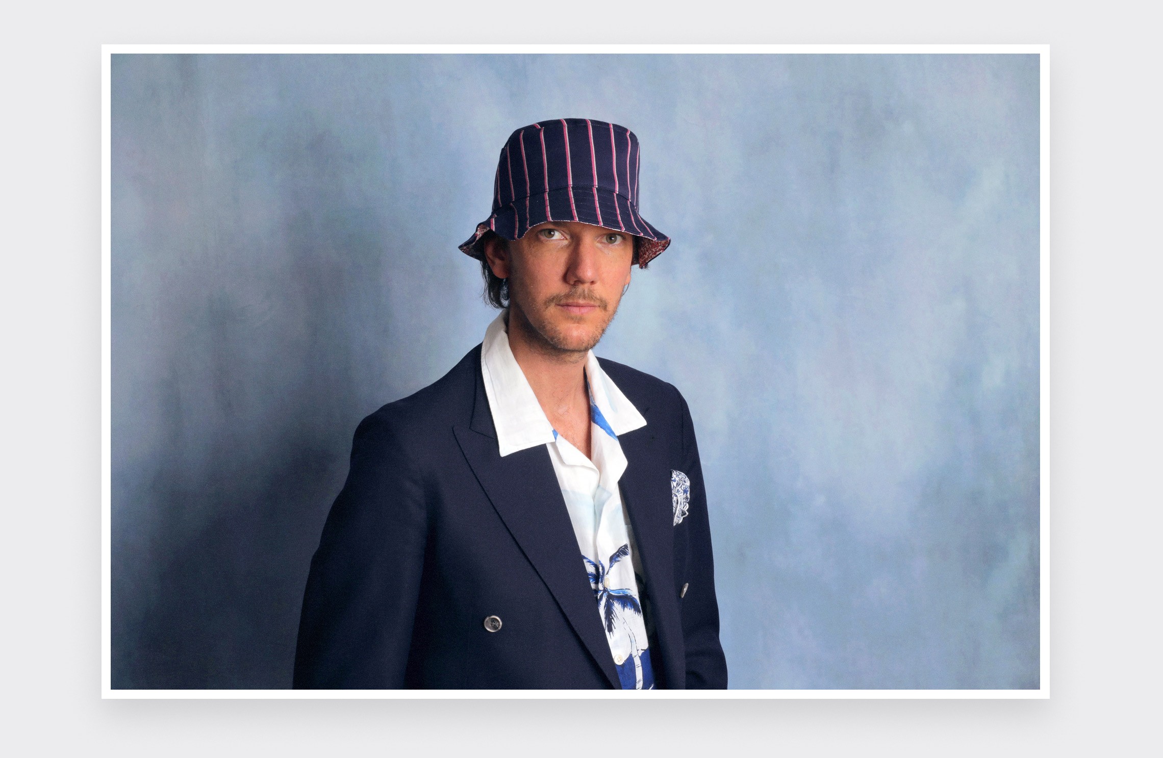 Flowery Reversible Navy blue Striped Bucket Hat - Made in France - Cinabre Paris