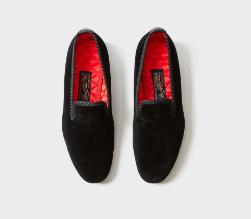 Black Velvet Albert slippers