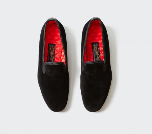 Black Velvet Albert slippers