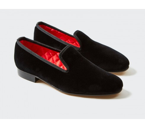 Black Velvet Albert slippers