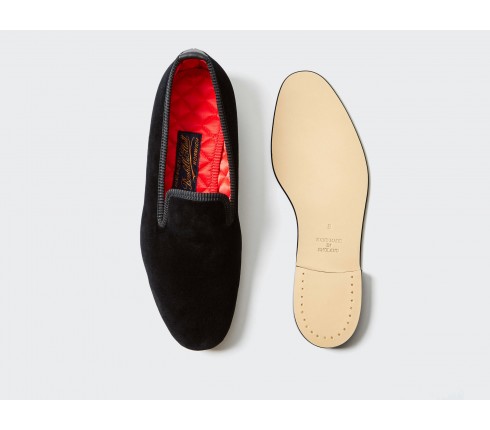 Black Velvet Albert slippers