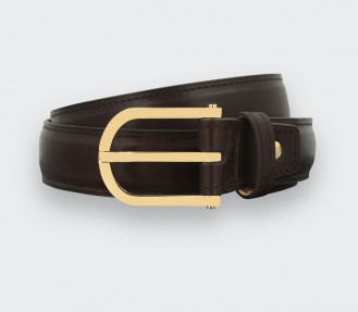 Dark brown leather belt - CINABRE Paris