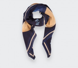 Foulard Cité Bergère Marine Beige - Cinabre Paris