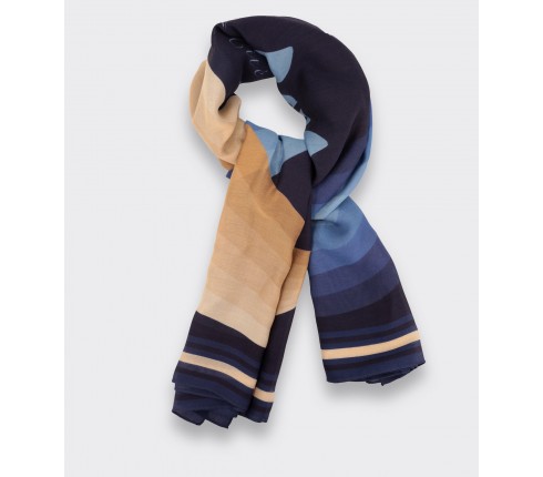 Foulard Cité Bergère Marine Beige - Cinabre Paris