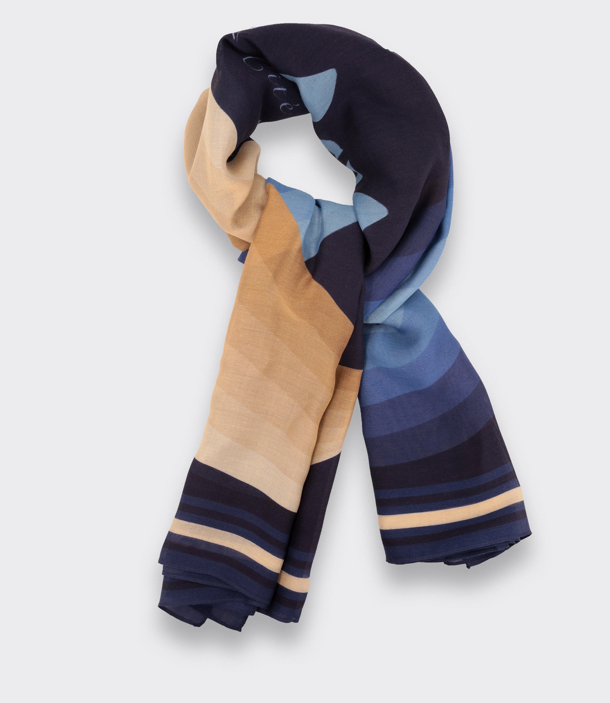 Foulard Cité Bergère Marine Beige - Cinabre Paris