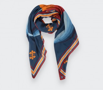 Foulard Cité Bergère Bleu Orange - Cinabre Paris