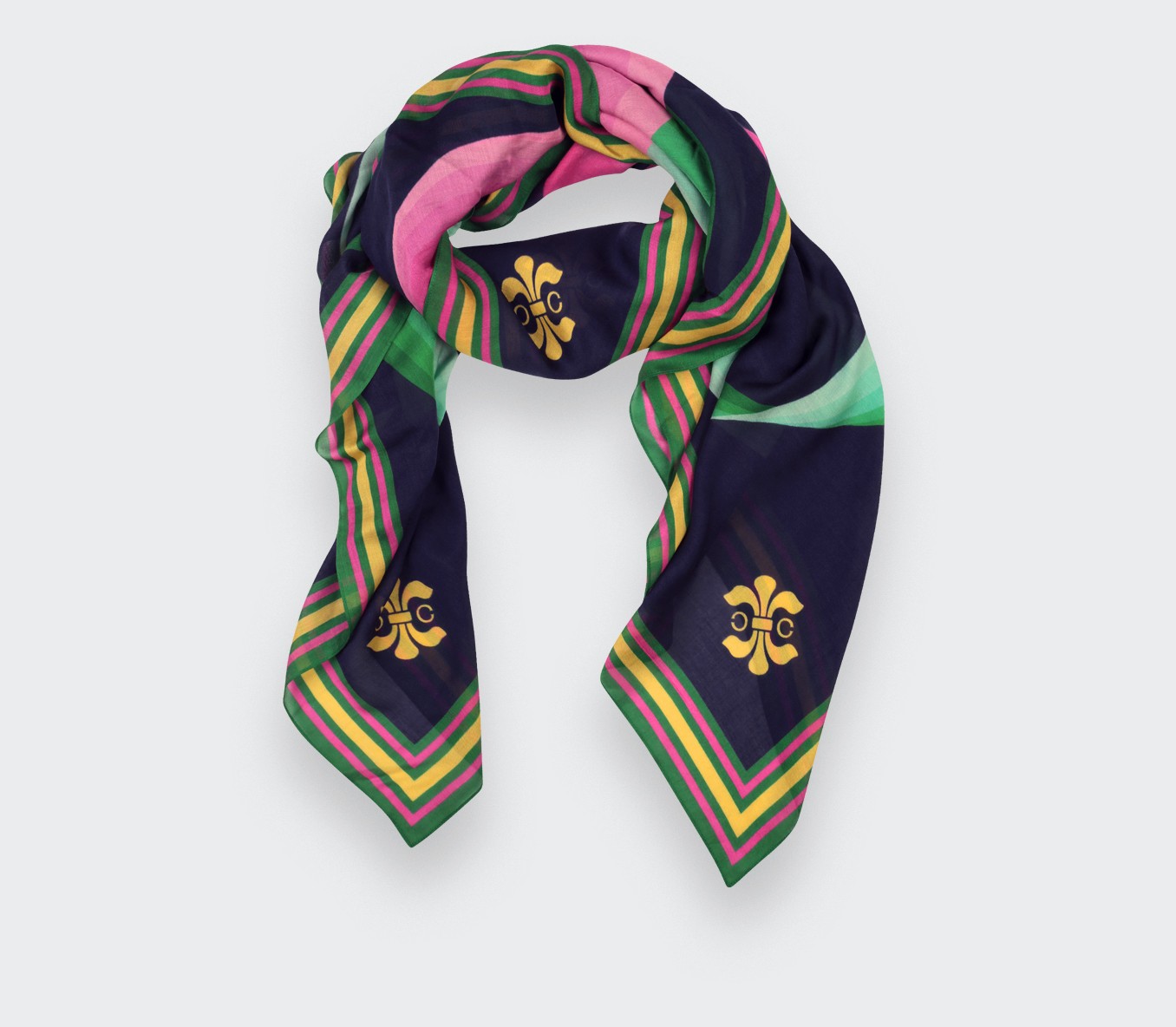 Navy Pink Cité Bergère Scarf - Cinabre Paris