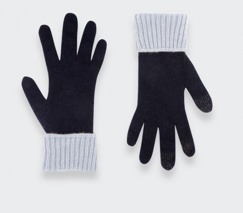 Blue Navy Regenerated Cashmere Gloves - Cinabre Paris