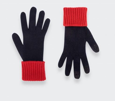 Red Navy Regenerated Cashmere Gloves - Cinabre Paris