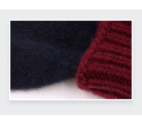 Burgundy Navy Regenerated Cashmere Gloves - Cinabre Paris