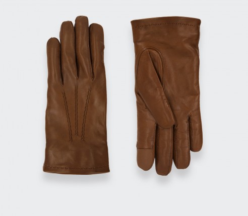 Gants en cuir d'agneau marron - CINABRE Paris