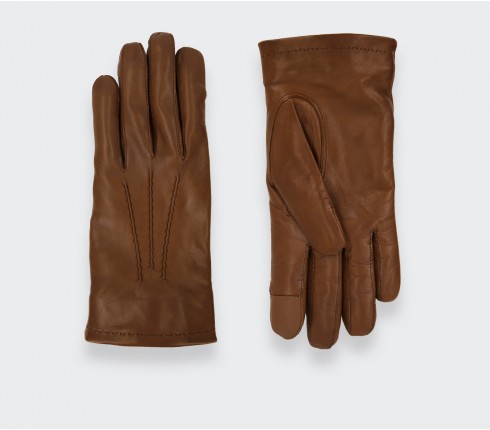 Gants en cuir d'agneau marron - CINABRE Paris