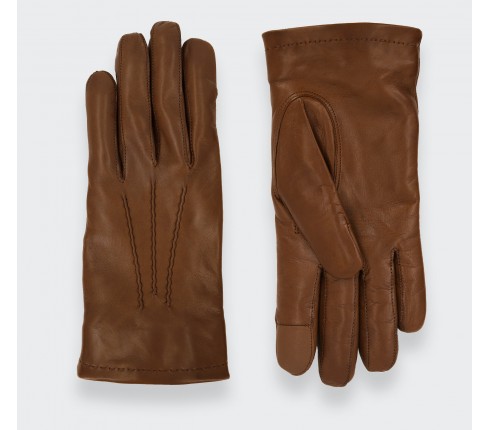 Gants en cuir d'agneau marron - CINABRE Paris