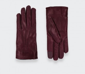 Burgundy lambskin leather...