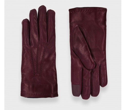 Gants en cuir d'agneau bordeaux - CINABRE Paris