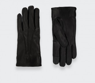 Black lambskin leather gloves