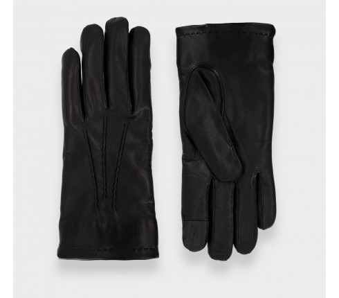 Gants en cuir d'agneau noir - CINABRE Paris