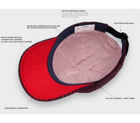 Casquette Pied de Poule n°3 Cinabre Paris - Made in France