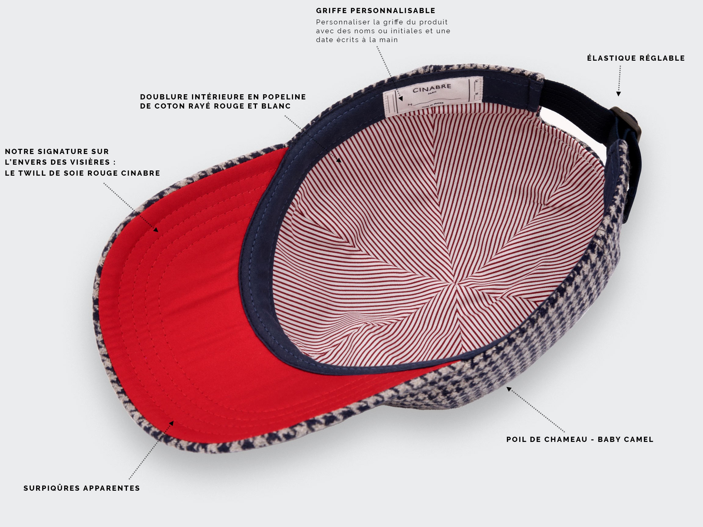 Casquette Pied de Poule n°5 Cinabre Paris - Made in France